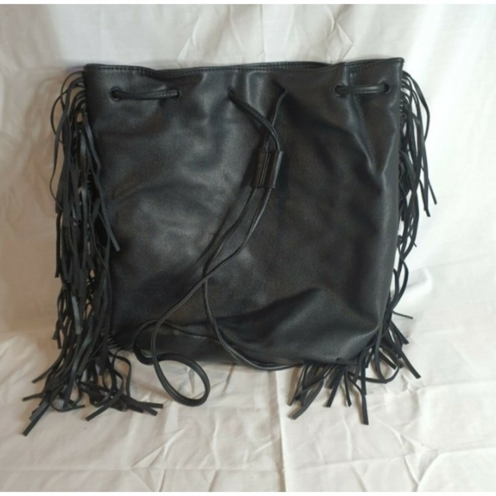 Victoria's Secret Fringe Black Backpack 14x14x6 Purse Bag Girls Women - Picture 2 of 4